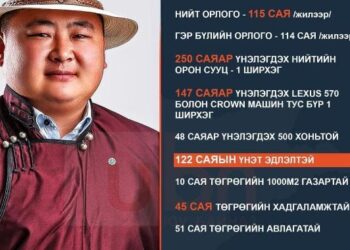 Үнэн ба Зөв намын дарга 600 сая төгрөгийн хөрөнгөтэй, 360 сая төгрөгийн орлоготой, Lexus 570 хөлөглөдөг