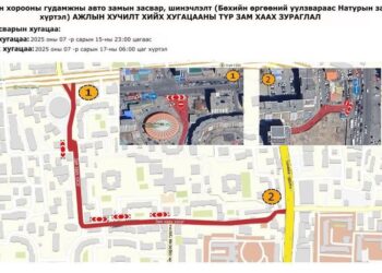 Бөхийн өргөөний уулзвараас Натурын зам хүртэлх хааж, шинэчилнэ