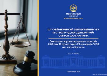 Шүүхийн ерөнхий зөвлөлийн шүүгч бус гишүүнд нэр дэвших тухай хүсэлт хүлээн авч эхэллээ